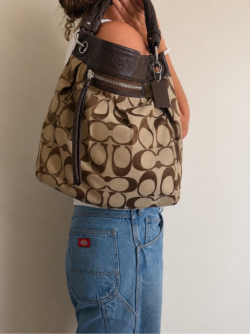 Coach Signature Canvas Hobo Bag in Brown